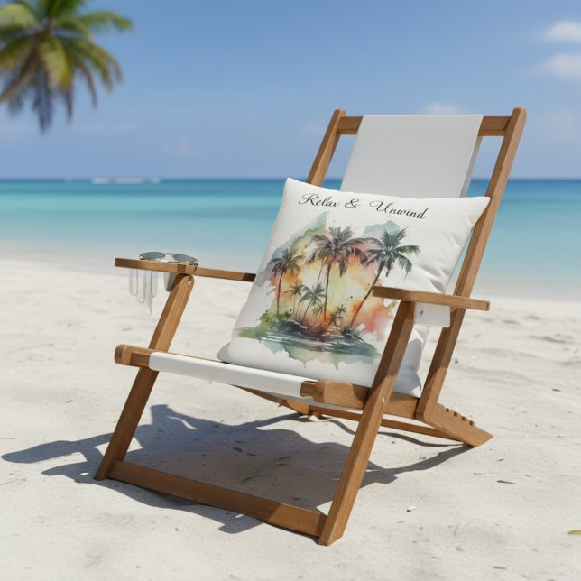 Sunset Oasis, custom Throw Pillow (Creator Uploaded)