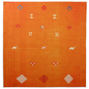 Sunset Oasis: Orange Heritage Boho Moroccan Cloth Napkin
