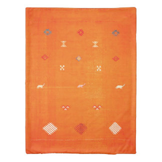 Sunset Oasis: Orange Heritage Boho Moroccan Duvet Cover