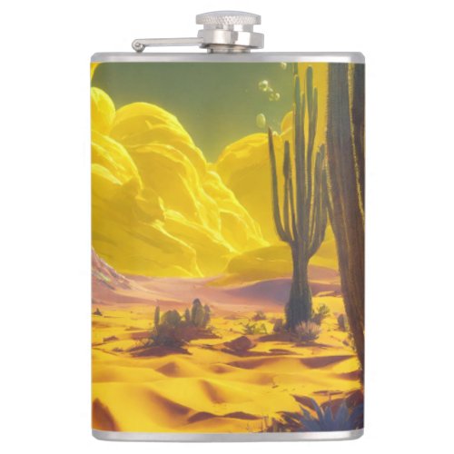 Sunset Oasis Vinyl_Wrapped Flask with Terrestria