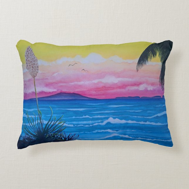 Sunset Ocean  Accent Pillow (Front)