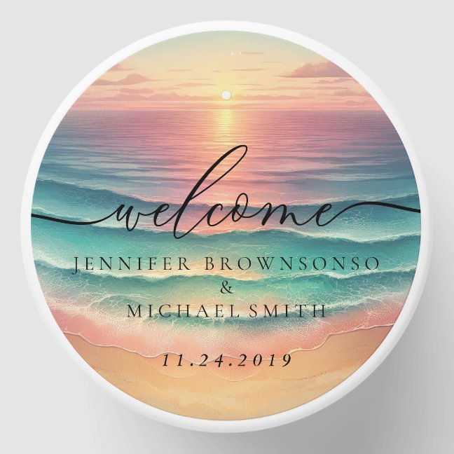 Sunset Ocean Beach Signature Boho Welcome Wedding Mini Candle Favors