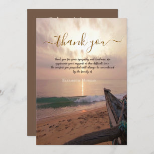 Sunset Ocean Boat Photo Celebration Of Life Thank You Card
