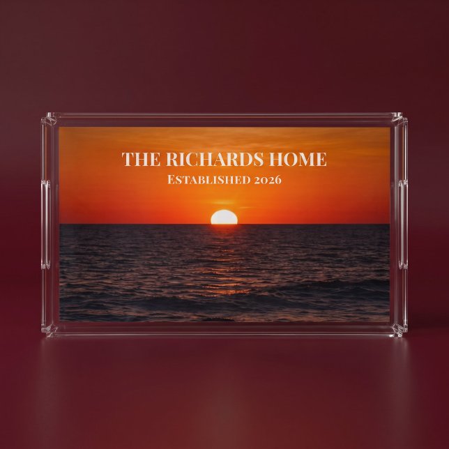 Sunset Ocean Custom Name Acrylic Tray (Creator Uploaded)