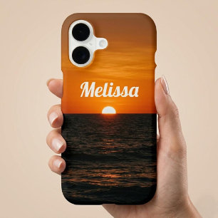 Sunset Ocean Custom Name iPhone 17 Case