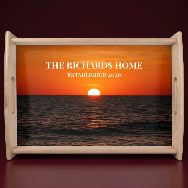 Sunset Ocean Custom Name Serving Tray (Creator Uploaded)