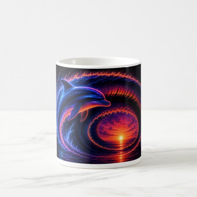 Sunset Ocean Dolphin Coffee Mug (Center)