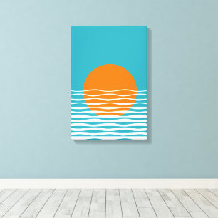 Sunset Ocean Minimalist Art Canvas Print