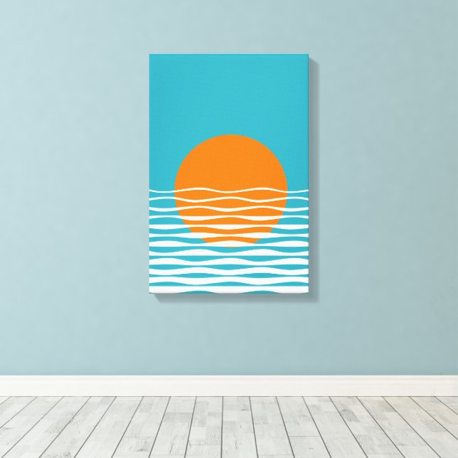Sunset Ocean Minimalist Art Canvas Print (Insitu(Wood Floor))