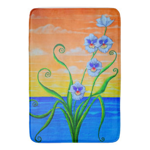 Sunset Ocean Orchids Bath Mat