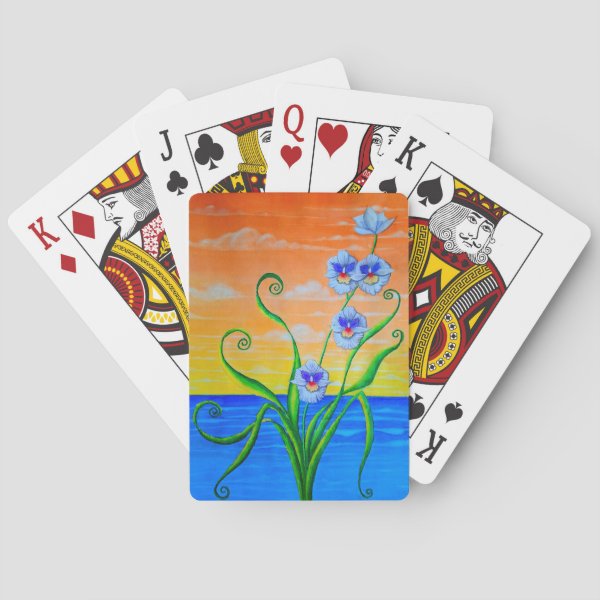 Sunset Ocean Orchids Poker Cards