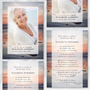 Sunset Ocean Photo Funeral Invitation