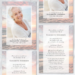 Sunset Ocean Photo Funeral Invitation