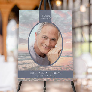 Sunset Ocean Photo Funeral Memorial Board