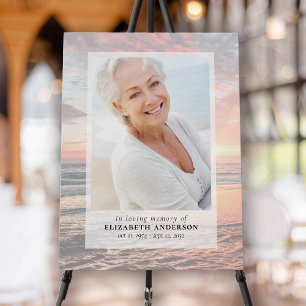 Sunset Ocean Photo Funeral Memorial Board