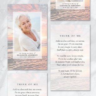 Sunset Ocean Photo Funeral Prayer Card