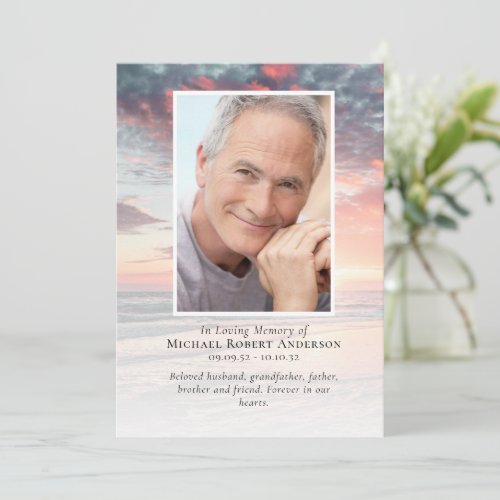 Sunset Ocean Photo Funeral Sympathy Thank You Card