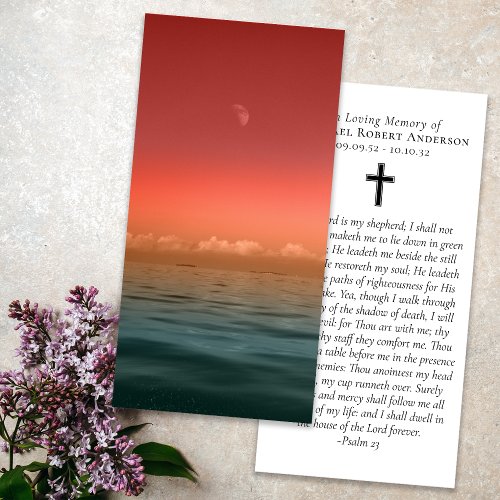 Sunset Ocean Photo Prayer Memorial Bookmark