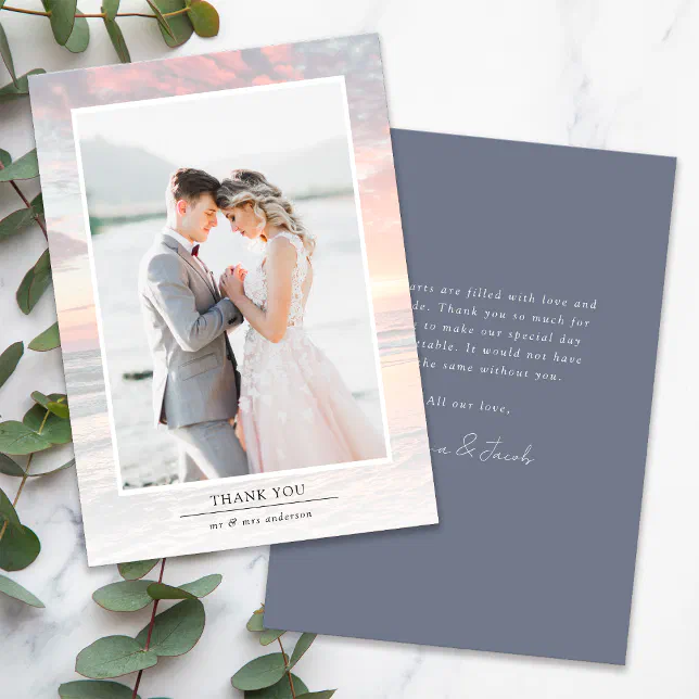 Sunset Ocean Photo Wedding Thank You Card | Zazzle