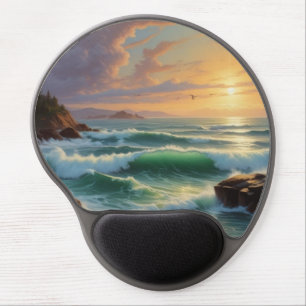 Sunset Ocean Seascape Painting Artwork Gel Mouse Pad