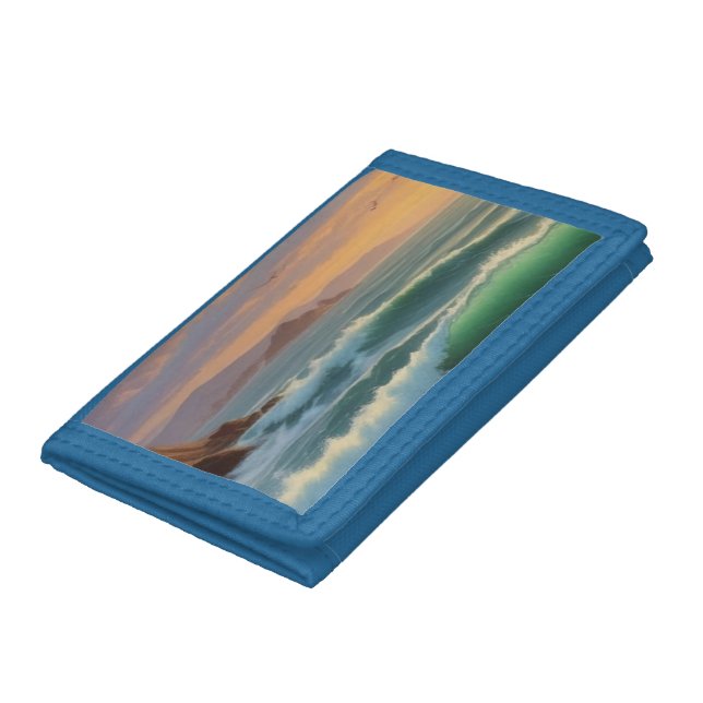 Sunset Ocean Seascape Painting Artwork Trifold Wallet (Bottom)