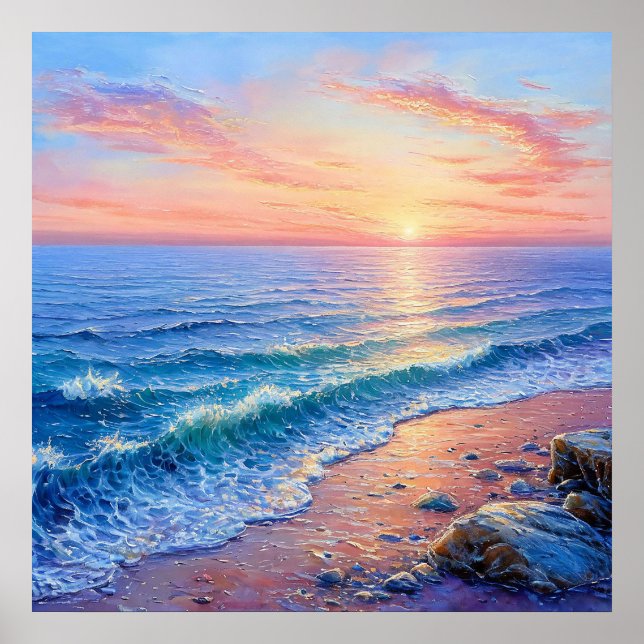 Sunset ocean seascape poster (Front)