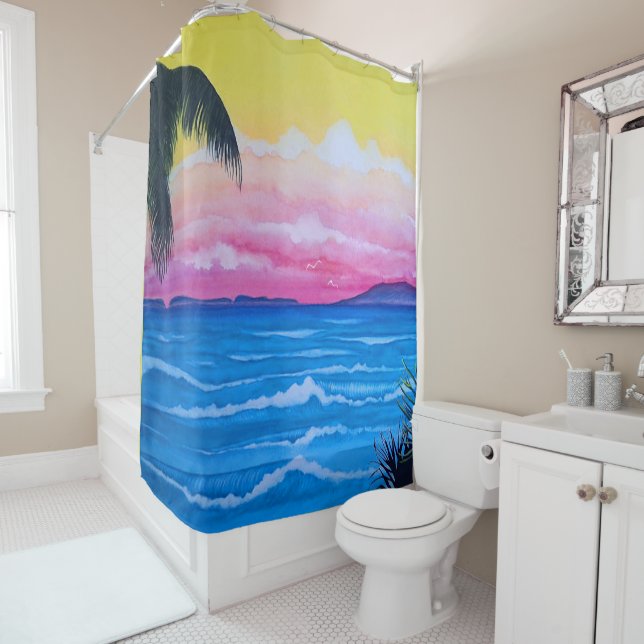 Sunset Ocean  Shower Curtain (In Situ)