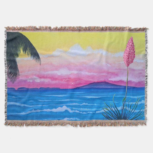 Sunset Ocean Throw Blanket (Front)
