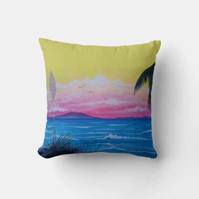 Sunset Ocean  Throw Pillow (Front)