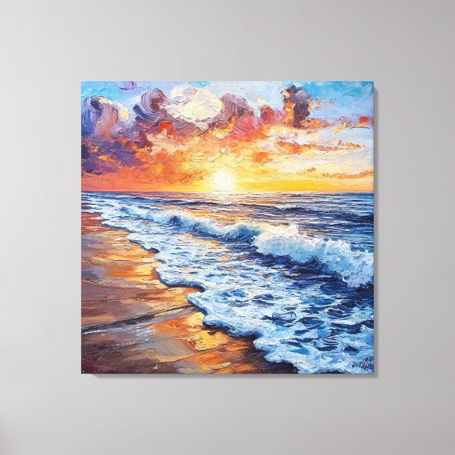 🌅 Sunset Ocean Wall Art For Coastal Home Decor  (Front)