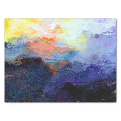 Sunset Ocean Watercolor Abstract 15x20 Decoupage Tissue Paper