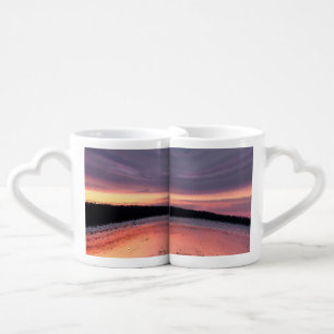 Sunset Ocean Wave Abstract Coffee Mug Set
