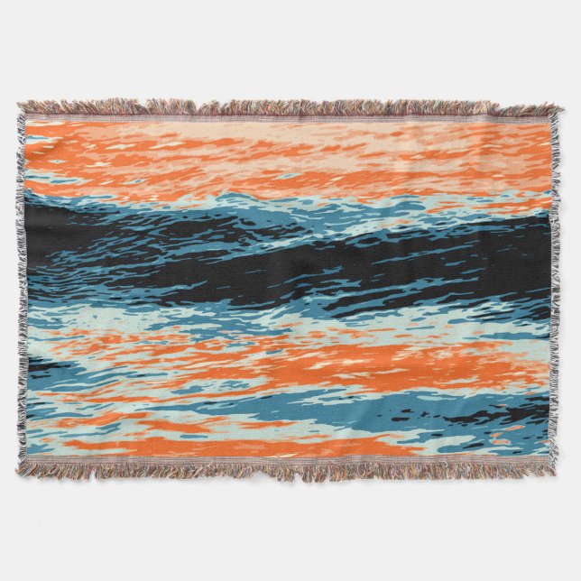 Sunset/Ocean/Wave/Sea Throw Blanket (Front)