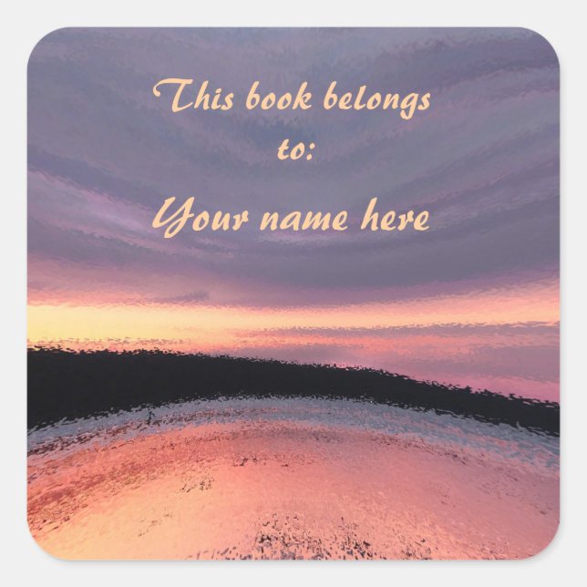 Sunset Ocean Waves Abstract Bookplate (Front)