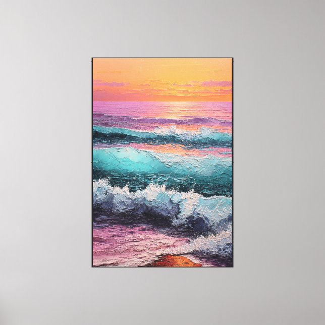 Sunset Ocean Waves – Abstract Wall Art (Front)