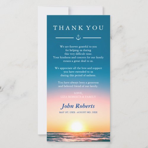 Sunset Ocean Waves Nautical Sympathy Thank You