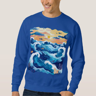 Sunset Ocean Waves T-Shirt – Artistic Sea and Sky Sweatshirt