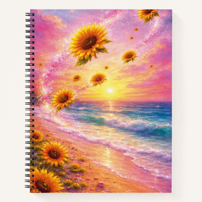 Sunset of Infinite Peace: Magical Sunflowers Notebook (Front)
