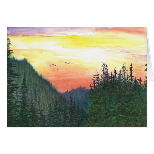 Sunset of Oregon forest Cards (Front Horizontal)