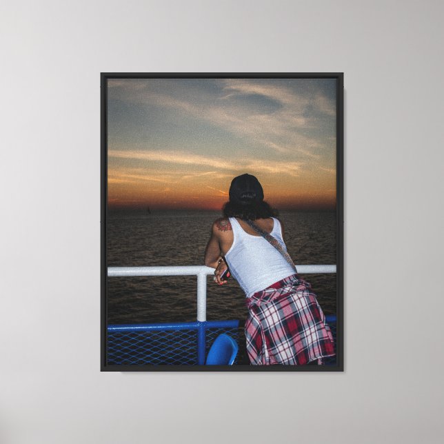 Sunset of the Boat Stretched Canvas Print (Front)