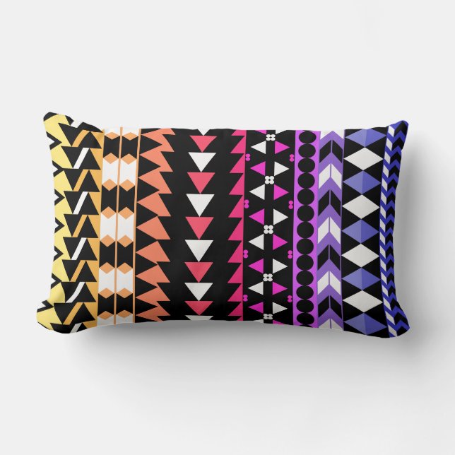 Sunset Ombre Aztec Pattern Lumbar Pillow (Front)