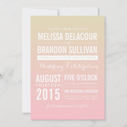 Sunset Ombre / Gradient Beach Wedding Invitations