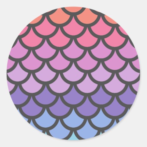 Sunset Ombre Mermaid Scales Classic Round Sticker