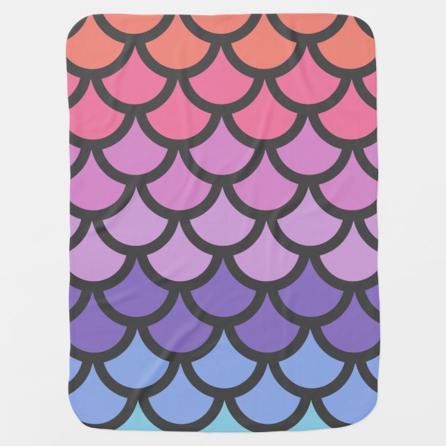 Sunset Ombre Mermaid Scales Stroller Blanket (Front)