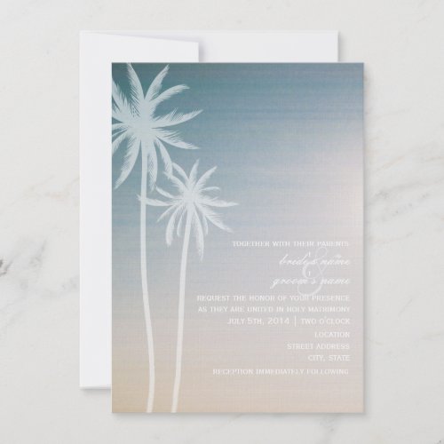 Sunset Ombré Palm Trees Beach Wedding Invites
