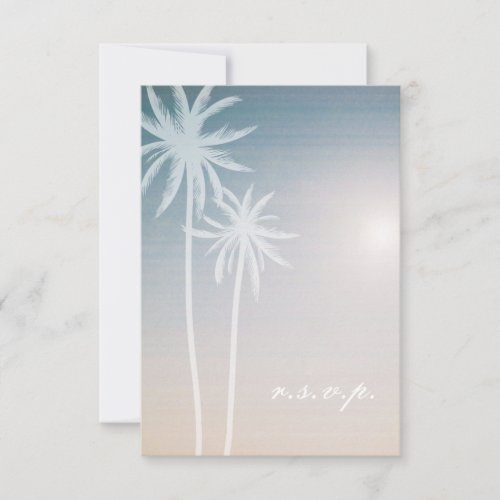 Sunset Ombré Palm Trees Beach Wedding RSVP