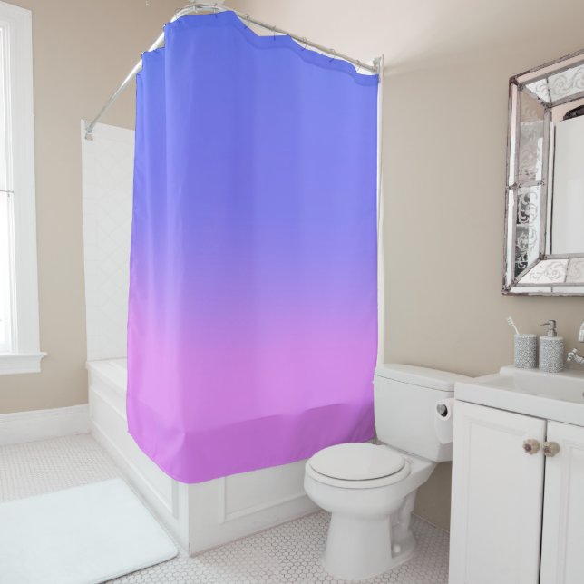 Sunset Ombre Pink & Purple  Shower Curtain (In Situ)