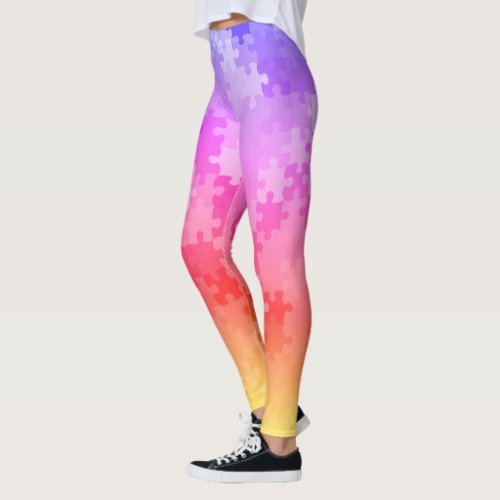 Sunset Ombre Puzzle Pieces Leggings