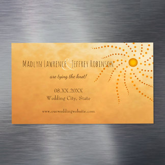 Sunset ombre sunny dots mandala save the date business card magnet