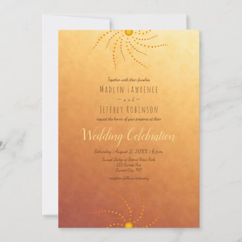 Sunset ombre sunny dots mandala wedding invitation